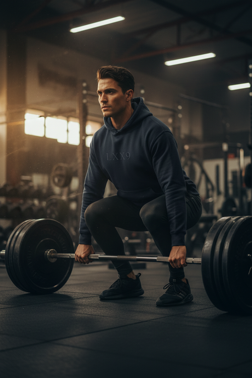 LXX9 Navy Hoodie Gym Lifestyle